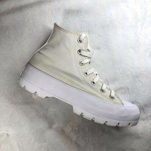 Converse Chuck Taylor Platform All Star Lugged Sole Hi Top White Canvas Size 8W